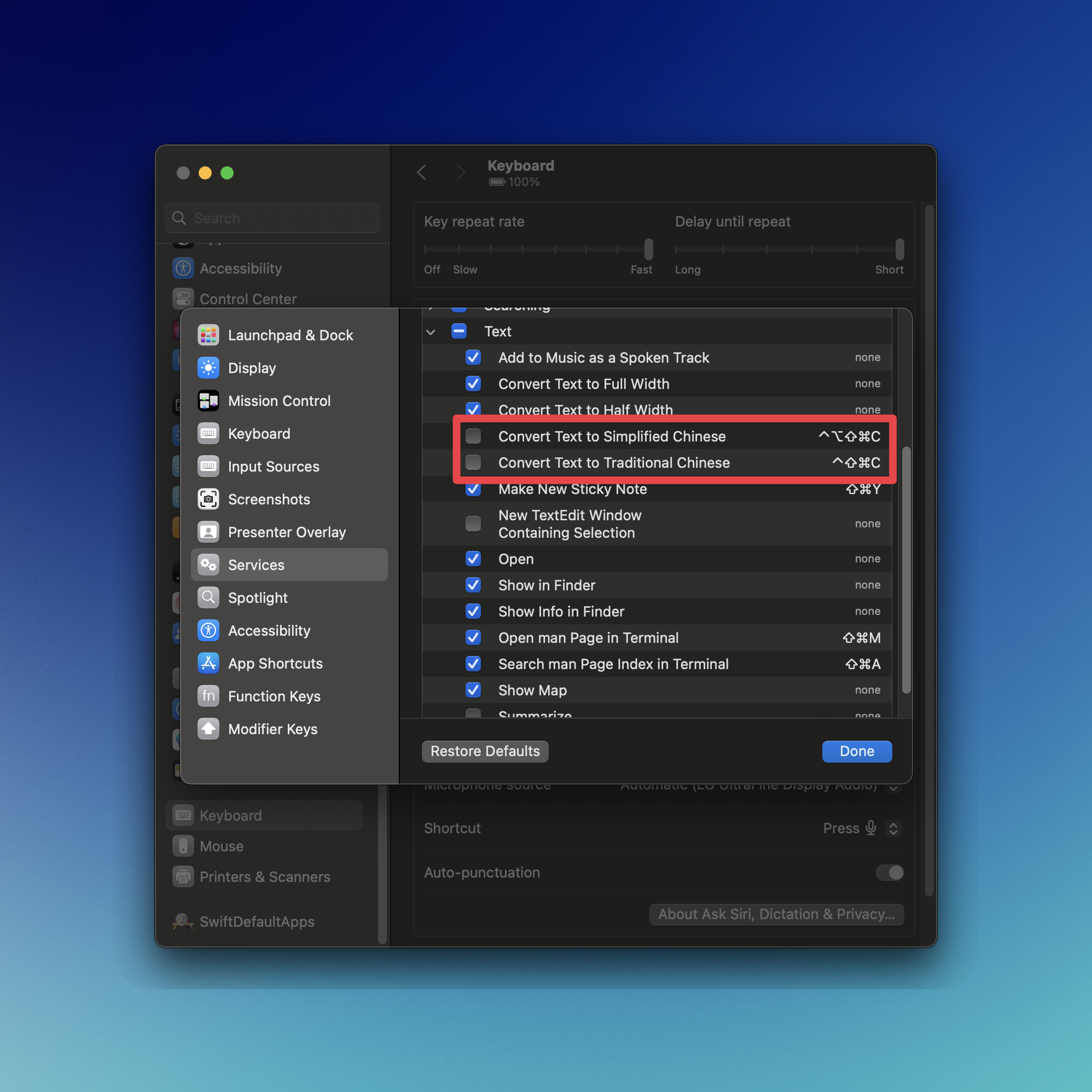 Disable Convert Text to Simplified Chinese options