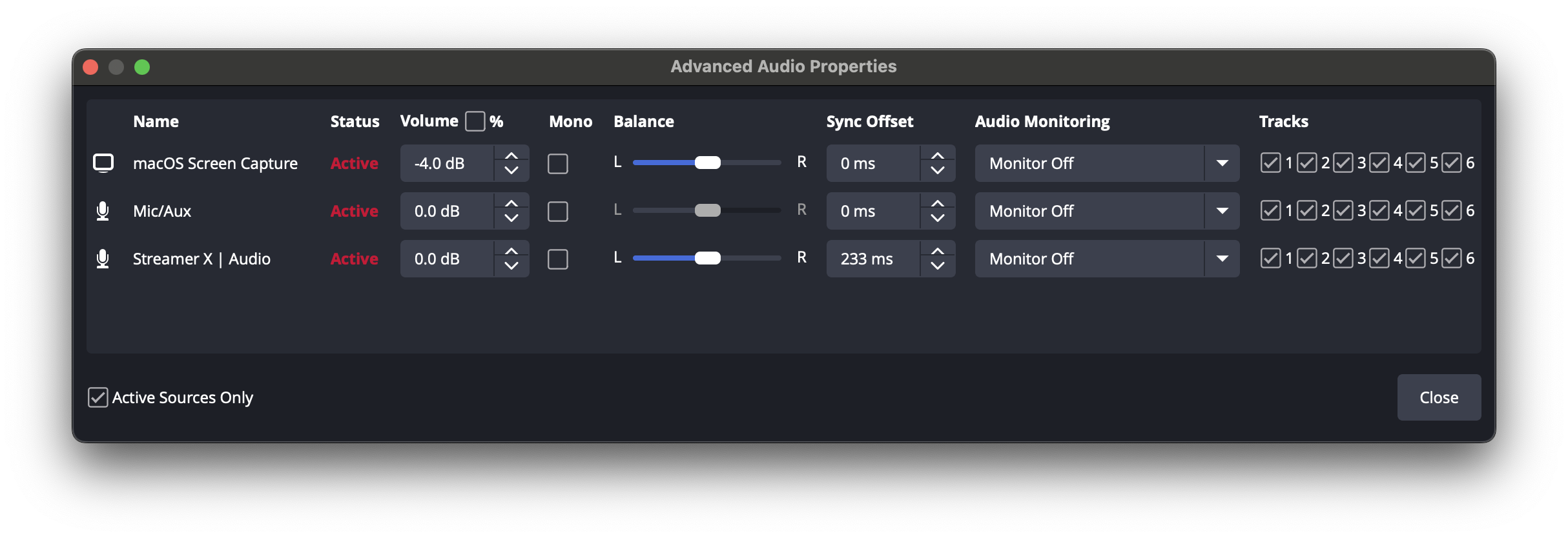 OBS, 233ms Sync Offset