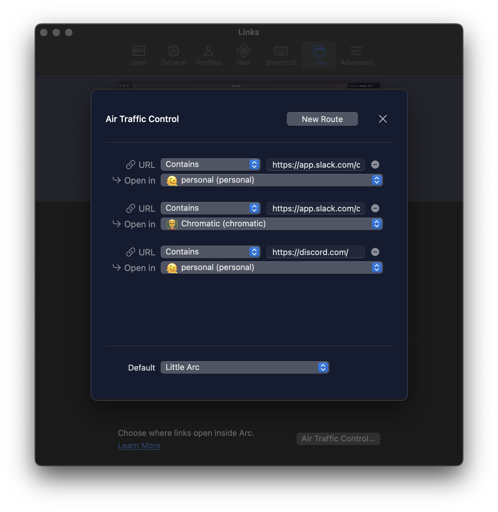 Arc Air Traffic Control routes setup